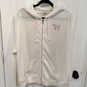 White Victoria’s Secret Pink Peace Hoodie Size M